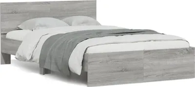 Produktbild von "2026 Promotion" Bettgestell moderne - mit Kopfteil - LED-Beleuchtung Grau Sonoma 140x190 cm - Polsterbett CC11308