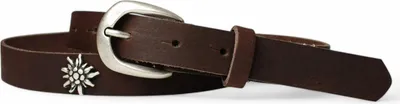 Produktbild von Trachtengürtel Damen Echtleder 2,5 cm, Edelweiß aufgenietet, FRONHOFER Tracht