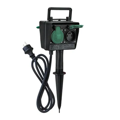 Produktbild von Solight Gartenpfosten IP44, 4 Steckdosen, Gummikabel 1,5 m PG02