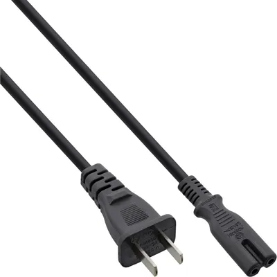 Produktbild von InLine Netzkabel, Netzstecker China auf Euro 8 C7 Stecker, schwarz, 1,8m, 1,8 m, NEMA 1-15P, C7-Koppler, 250 V