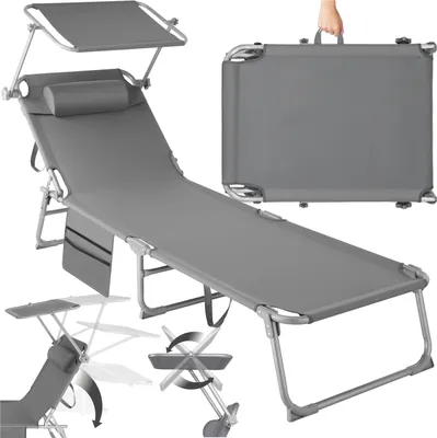 Produktbild von tectake graue Sonnenliege klappbar wasserabweisend 68x161x111cm