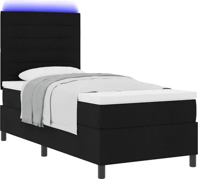 Obrázok produktu pre Posteľ s pružinovým rámom s matracmi Čierna 90 x 200 cm látka