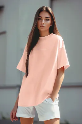 Produktbild von Reichstadt Oversized T-Shirt Damen Brand Stick 23RSW044 Old Pink L