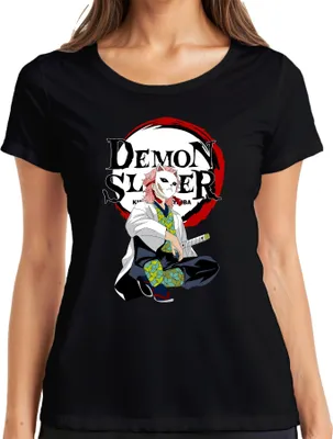 Produktbild von Demon Slayer Sabito Maske Anime Kimetsu no Yaiba Geschenk Damen T-Shirt, Schwarz, L