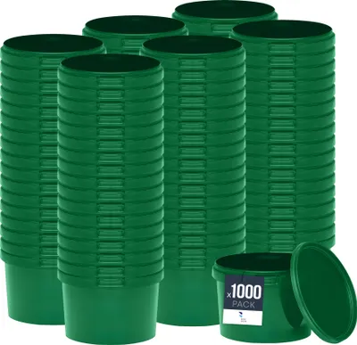Produktbild von BenBow Eimer mit Deckel 0,5L x1000 Grün - lebensmittelecht, stabil, luftdicht, auslaufsicher, geruchsneutral - Plastikeimer mit Henkel - leer
