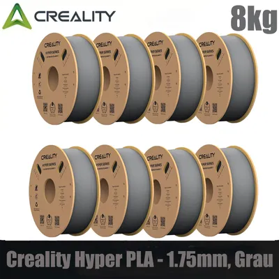 Produktbild von Creality Hyper PLA Filament Set, 1,75mm, 8KG für 3D Drucker, 8 x 1kg, - Grau