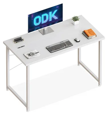 Obrázok produktu pre Omgoods – Počítačový stôl s nastaviteľnými nohami, 100x48 cm, biely – Kompaktný a ideálny na prácu z domu a štúdium