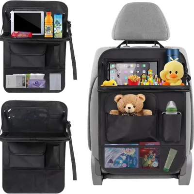 Produktbild von Rückenlehnenschutz, Autositz Organizer, Auto Organizer, Auto Rücksitz Organizer mit Klapptisch, Auto Rückenlehnenschutz, Oxford-Gewebe, Schwarz