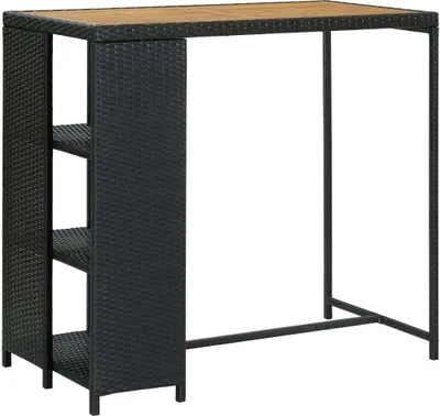 Obrázek produktu pro Barový stolek s úložným regálem černý 120x60x110 cm polyratan