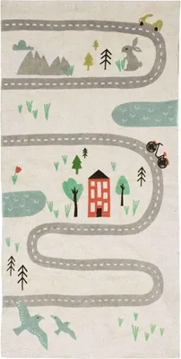 Produktbild von Kinderteppich Baumwolle Rennbahn bunt 60x120 cm