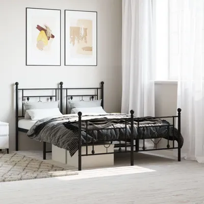 Produktbild von Design Möbel Bettgestell mit Kopf- und Fußteil Metall Schwarz 135x190 cm - 2024 Neu