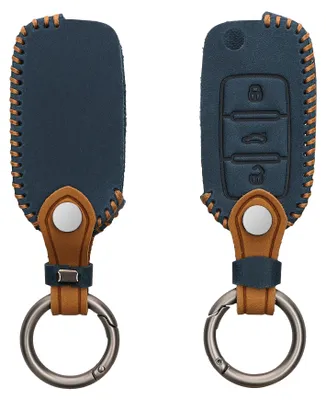 Produktbild von kwmobile Schlüsselhülle für VW Skoda Seat 3-Tasten Autoschlüssel Hülle - Autoschlüssel Schlüssel Hülle - Schlüsselcover aus Kunstleder in Marineblau