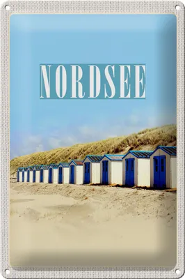 Produktbild von Blechschild Reise 20x30cm Nordsee Strand Stranhäusschen Sonner