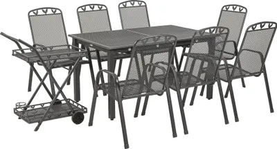 Produktbild von greemotion Gartenmöbel Set 9-teilig Toulouse Gartenset Metall grau wetterfest