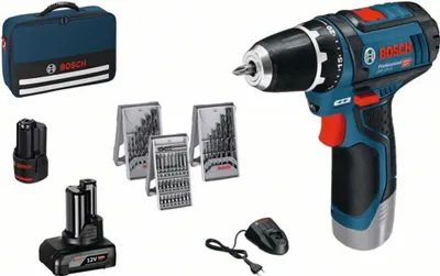 Obrázek produktu pro Bosch GSR 12V-15 Professional, Vrtačka s pistolovým držadlem, Černá, Modrá, 1 cm, 1300 ot/min, 1,9 cm, 1 cm