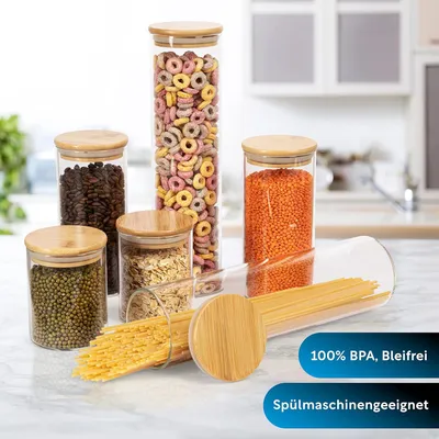 Produktbild von Premium runde Vorratsbehälter - luftdicht - Set von 6 - Glas