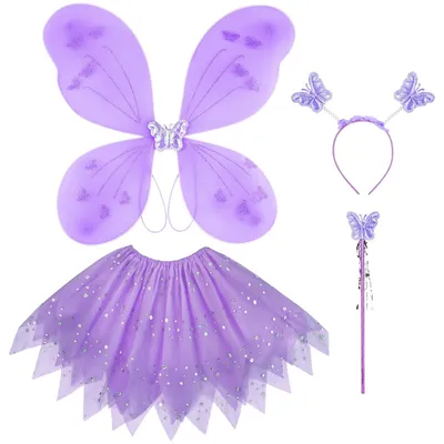 Produktbild von Feenkostüm Schmetterlingskostüm Elfenkostüm - Flügel - Tutu - 4-teilig