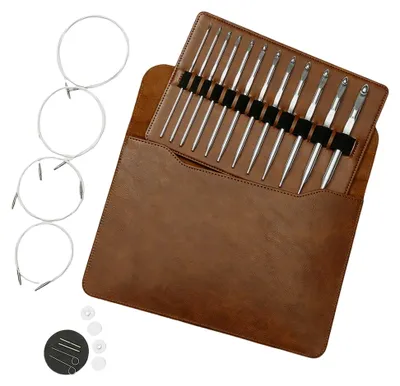 Produktbild von Austauschbare Rundstricknadel mit Aufbewahrungstasche, Set für Teppichhäkeln, 3–10,0 mm, tunesisches Set