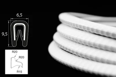 Produktbild von KS1-2W Kantenschutzprofil weiß Klemmbereich 1-2 mm Maße 9,5x6,5 mm