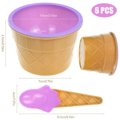 Produktbild von Eisschalen Set 6-teilig, bunt, Waffeldesign, wiederverwendbar, für Partys