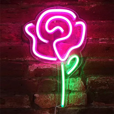 Produktbild von LED Neonlicht Zeichen Rose Nachtlicht USB mit Acryl Zurück Panel Home Party Hochzeit Bar Deko Lampe