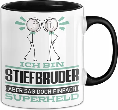 Produktbild von Stiefbruder Geschenk Tasse Ich Bin Stiefbruder Aber Sag Doch Einfach Superheld Lustige Geschenkdiee für Stiefbruder Kaffee-Becher (Schwarz)