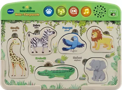 Produktbild von VTech Baby Interaktives Holz-Tierpuzzle, 1,5 Jahr(e), Batterien erforderlich, AAA, Kunststoff, Holz, Mehrfarbig