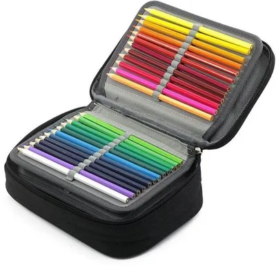 Image de Trousse à crayons à 72 compartiments, grande capacité, trousse portable avec compartiment amovible, étui pour crayons de couleur pour filles, garçons et adultes (noir)