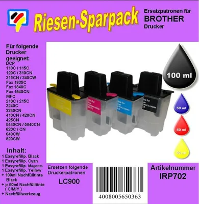 Produktbild von CISS Dr.Inkjet Komplettset für LC-900 - ALLES DRIN - Easyrefillpatronen Starterset!