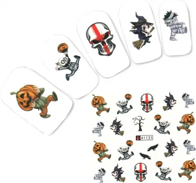 Produktbild von Tattoo Nail Halloween Totenköpfe Katze Aufkleber Nagel Sticker