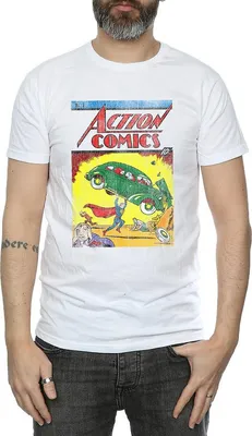 Produktbild von Superman - "Action Comics Issue 1 Cover" T-Shirt für Herren BI1564 (L) (Weiß)