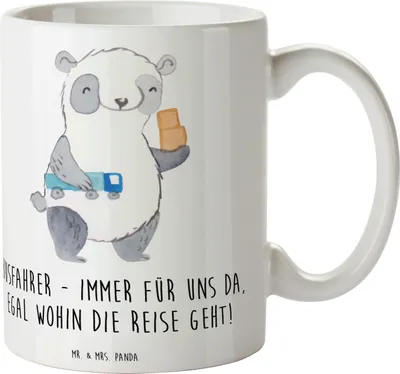Produktbild von Mr. & Mrs. Panda Kaffeetasse Busfahrer Held - Weiß - Geschenk, Kaffeebecher, Danke sagen, stillen Helden, Trinkbecher, Aufmerksamkeiten, besondere Momente, Engagement