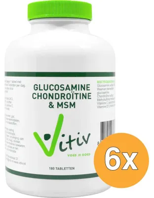 Productafbeelding van 6x Vitiv Glucosamine Chondroitine Msm (180 tabletten)