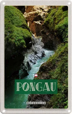Image de vianmo Plaque en tôle 18x12 cm Pongau Österreich Wasserfall