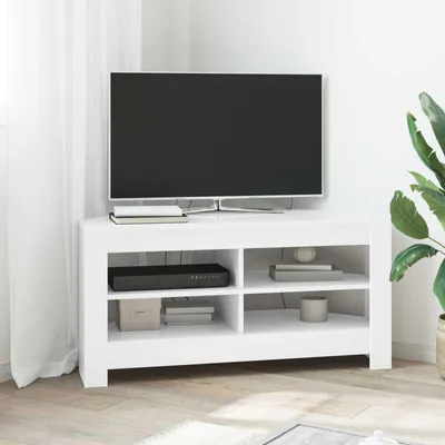 Obrázek produktu pro Maison Exclusive – Rohová televizní skříňka, rozměry 102 x 40,5 x 45 cm, bílá, vyrobená z dřevotřísky