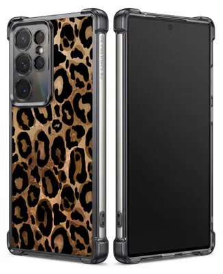 Produktbild von Personalisierte Hülle mit Bild für Samsung Galaxy S23 Ultra Elektroplattiert TPU Stoßdämpfer Handyhülle mit Hülle mit Leopardenmuster