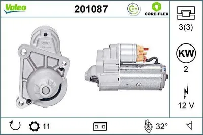 Produktbild von VALEO 201087 Starter Anlasser 1,7kW für RENAULT Clio III Schrägheck (BR0/1, CR0/1) 12V