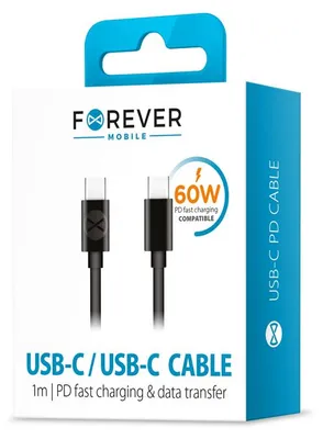 Zdjęcie produktu dla Kabel USB-C Forever 1,0 m 60W szybkie ładowanie czarny