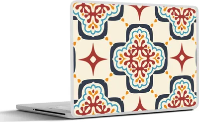 Produktbild von MuchoWow® Laptop Aufkleber Sticker Cover Blumen - Fliese - Muster 32.5x23.5 cm - Sticker für Laptop - Selbstklebend