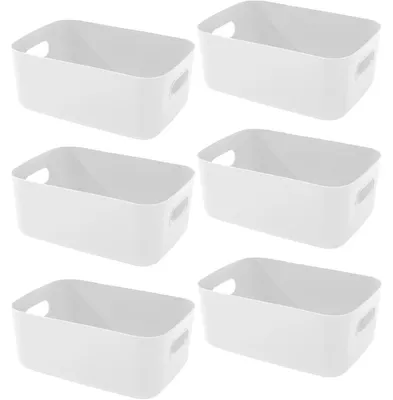 Produktbild von Aufbewahrungsboxen Kunststoff mit Griff 6 Stück 25x16,5x10cm Weiß