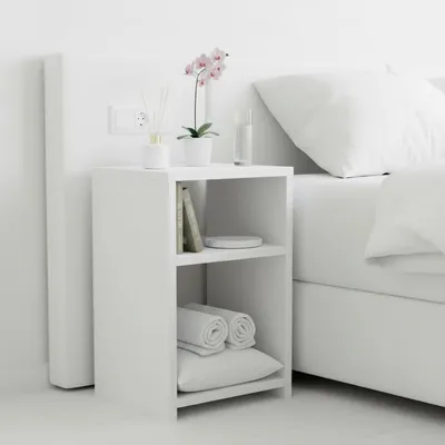 Produktbild von Nachttisch mit 2 offenen Fächern – Nachtschrank Nachtkommode Schlafzimmer – Beistelltisch mit Stauraum kompakt – 3 Farben – Breite 29,5cm Höhe 52cm