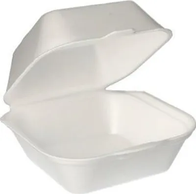 Produktbild von 500 Papstar Hamburger-Boxen mit Klappdeckeln, EPS 7,5 cm x 12 cm x 12 cm weiss 12141