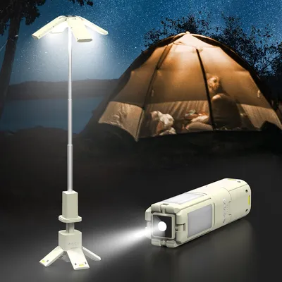 Produktbild von Teleskopische LED-Campinglampe 6000LM, 14000mAh wiederaufladbar, magnetisch & dimmbar, tragbare Laterne für Camping, Baustelle und Notfälle