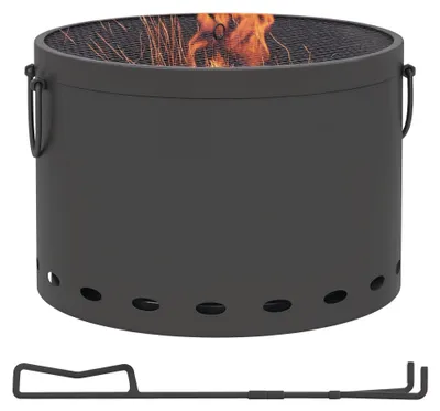 Produktbild von Outsunny Feuerstelle Ø38cm Rauchfrei Holzfeuerschale mit Schürhaken Funkenschutz