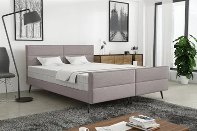 Produktbild von Polsterbett Doppelbett CREMONA 200x200cm Stoff Gemma Hellgrau ohne Matratze