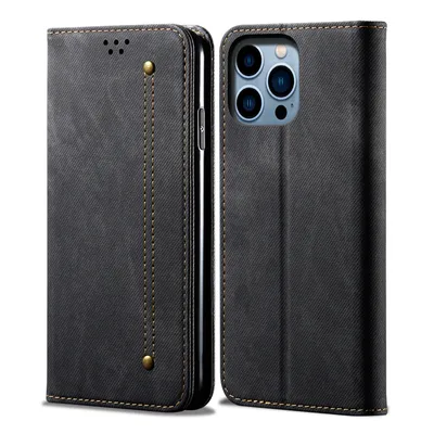 Produktbild von Hülle für iPhone 16 Pro Max Leder Brieftasche Flip Bookstyle Schutzhülle mit Standfunktion Schwarz