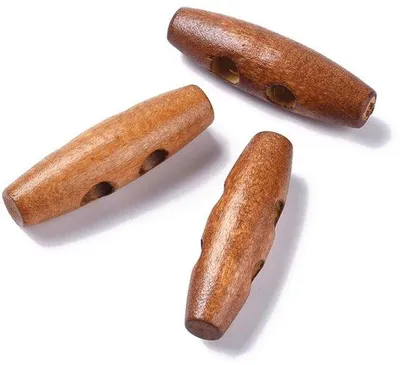 Immagine prodotto di Eleganti bottoni in legno ovali 40x11 mm, color arancio-marrone, con 2 fori