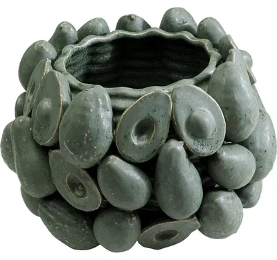 Avocado-Vase, handbemalt, Steinzeug, 23 cm, Grün