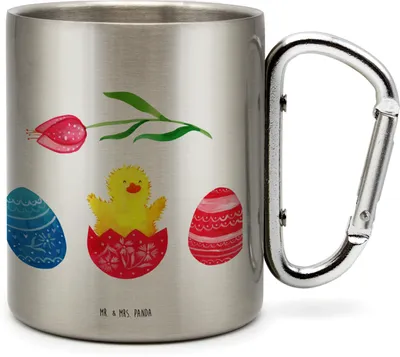 Produktbild von Mr. & Mrs. Panda Edelstahlbecher Küken Schlüpfen - Transparent - Geschenk, Ostereier, Campingtasse, Ostern, Thermobecher, Kaffeebecher Edelstahl, Ei, Liebe Grüße, Frohe