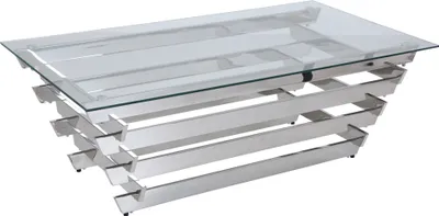 Produktbild von SalesFever Couchtisch 130x70 cm | 8 mm Klarglasplatte | Edelstahl-Gestell silbern | B 130 x T 70 x H 45 cm | silbern